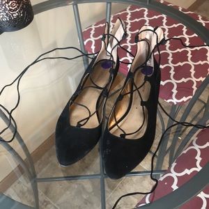 Suede BCBG strappy flats